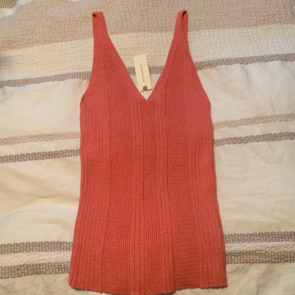 Ribbed tank in coral 78% cotton 22% polyester